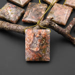 Natural Pink Ocean Agate Rectangle Side Drilled Pendant From Madagascar