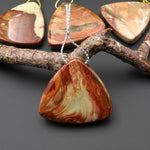 From Oregon USA Natural Carrasite Jasper Triangle Pendant Earthy Pink Peach Green Orange Brown American Gemstone