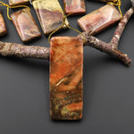 From Oregon USA Natural Carrasite Jasper Rectangle Pendant Earthy Pink Peach Green Orange Brown American Gemstone