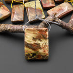 From Oregon USA Natural Carrasite Jasper Rectangle Pendant Earthy Pink Peach Green Orange Brown American Gemstone