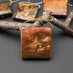 From Oregon USA Natural Carrasite Jasper Square Pendant Earthy Pink Peach Green Orange Brown American Gemstone