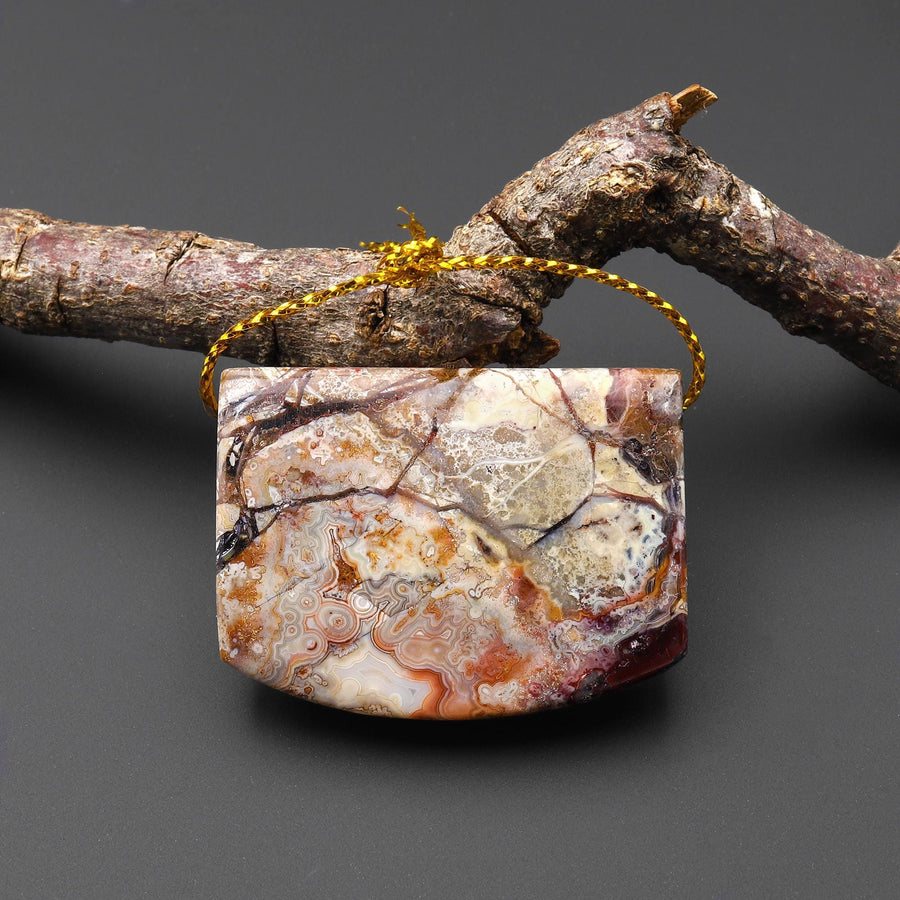From Idaho USA Natural Willow Creek Jasper Saddle Locket Side Drilled Pendant