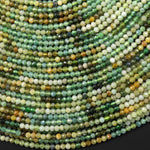 Faceted Natural Multicolor Yellow Green Jadeite 2mm Round Beads Ombre Gemstone 15.5" Strand