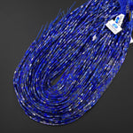 AAA Natural Lapis 4x2mm Long Thin Rectangle Tube Beads Gemstone 15.5" Strand