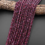 Natural Faceted Red Pink Rubellite Tourmaline 4mm Thin Rondelle Beads Gemstone 15.5" Strand