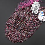 AAA Natural Pink Blue Tourmaline Micro Faceted 3mm Thin Rondelle Beads Gemstone 15.5" Strand