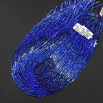 Faceted Natural Blue Lapis Round Beads 2mm Ombre Gemstone 15.5" Strand