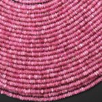 AAA Faceted Natural Pink Tourmaline Thin Rondelle 3mm Beads Micro Diamond Cut Gemstone 15.5" Strand