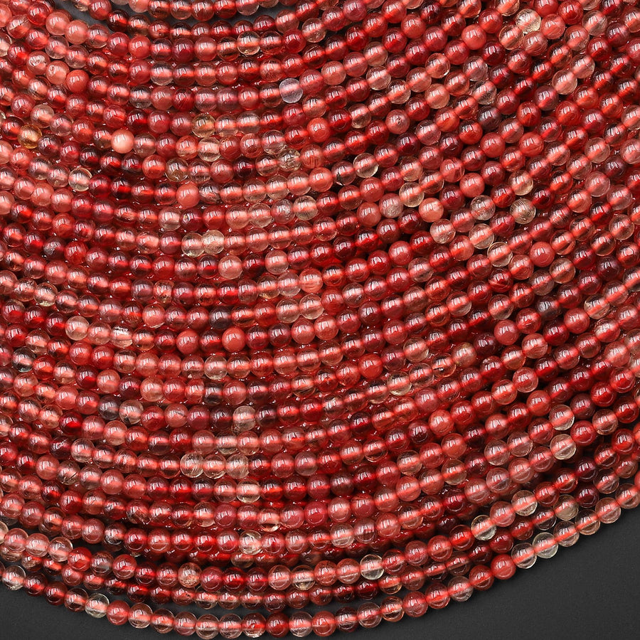 Rare Natural Red Lazasine (Andesine-Red Labradorite) 2mm 3mm Smooth Round Beads 15.5" Strand
