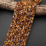Faceted Natural Australian Mookaite Jasper Beads 2mm Round Sunset Colors Red Yellow Maroon 15.5" Strand
