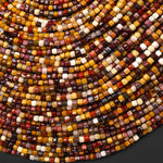 Faceted Natural Australian Mookaite Jasper Beads 2mm Round Sunset Colors Red Yellow Maroon 15.5" Strand