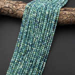 AAA Translucent Faceted Natural Bicolor Blue Green Kyanite 4mm Round Beads 15.5" Strand