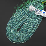 AAA Translucent Faceted Natural Bicolor Blue Green Kyanite 4mm Round Beads 15.5" Strand