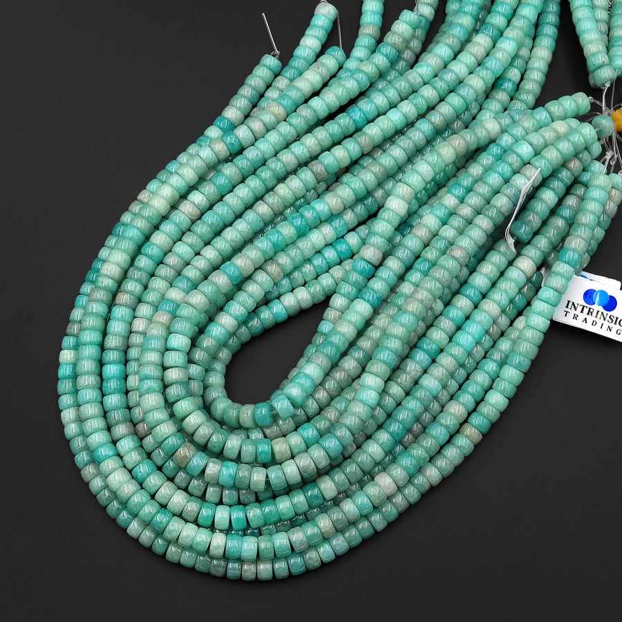 Natural Peruvian Amazonite Beads 7mm Rondelle Heishi 15.5" Strand