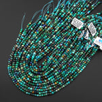 AAA Faceted Natural Chrysocolla Azurite 4mm Cube Gemstone 15.5" Strand