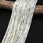AAA Natural White Mother of Pearl 6x14mm Tube Cylinder Beads 15.5" Strand