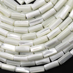 AAA Natural White Mother of Pearl 6x14mm Tube Cylinder Beads 15.5" Strand
