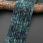 Natural Paraiba Blue Tourmaline Faceted 4mm Round Beads Gradient Shaded Indicolite Ombre Gemstone 15.5" Strand
