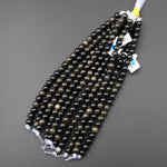 Large Hole Beads 2mm 3mm Drill Natural Golden Obsidian 6mm 8mm 10mm Round Beads 8" Strand