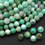 Large Hole Beads 2mm 3mm Drill Natural Green Chrysoprase Round 8mm 10mm Gemstone 8" Strand
