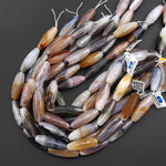 Natural Phantom Agate Elongated Barrel Cylinder Gemstone 15.5" Strand