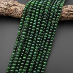 AAA Natural Russian Siberian Green Jade Smooth 8mm Thick Rondelle Beads 15.5" Strand