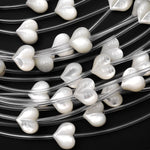 AAA Natural White Mother of Pearl Hand Carved Heart Beads 8mm 10mm 12mm