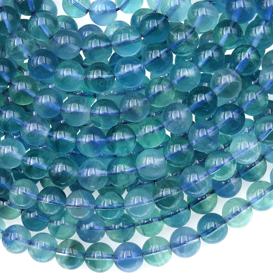 AAA Natural Blue Fluorite Beads 6mm 8mm 10mm Smooth Round Gemstone Beads 15.5" Strand