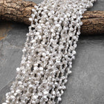 AAA Small Natural White Keishi Pearl 6mm Teardrop Petal Top Side Drilled 15.5" Strand