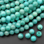 Large Hole Beads 2.5mm Drill Natural Peruvian Amazonite 8mm Round 8" Strand
