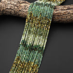 Faceted Natural Multicolor Yellow Green Jadeite 2mm Round Beads Ombre Gemstone 15.5" Strand