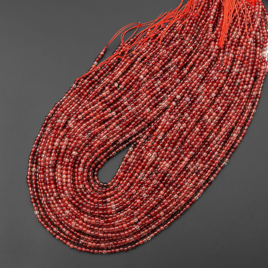 Rare Natural Red Lazasine (Andesine-Red Labradorite) 2mm 3mm Smooth Round Beads 15.5" Strand