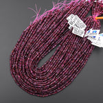 Natural Faceted Red Pink Rubellite Tourmaline 4mm Thin Rondelle Beads Gemstone 15.5" Strand