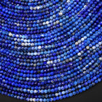 Faceted Natural Blue Lapis Round Beads 2mm Ombre Gemstone 15.5" Strand