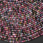 AAA Natural Pink Blue Tourmaline Micro Faceted 3mm Thin Rondelle Beads Gemstone 15.5" Strand