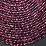 Natural Faceted Red Pink Rubellite Tourmaline 4mm Thin Rondelle Beads Gemstone 15.5" Strand