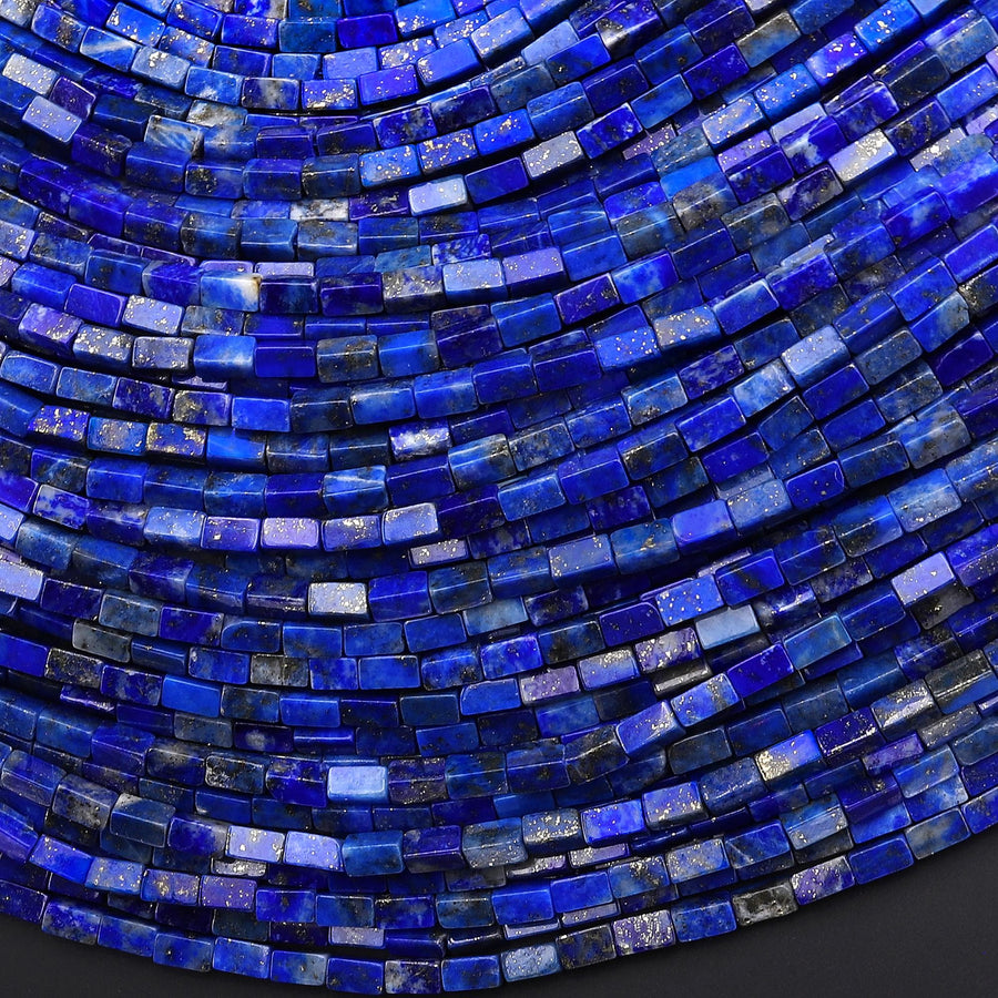 AAA Natural Lapis 4x2mm Long Thin Rectangle Tube Beads Gemstone 15.5" Strand