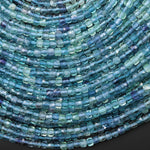 AAA Natural Gemmy Translucent Blue Fluorite Faceted 4mm Cube Beads Gemstone 15.5" Strand