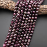 Natural Rubellite Tourmaline 10mm 12mm 14mm Smooth Round Beads 15.5" Strand