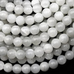 Large Hole Beads 2mm 3mm Drill AAA Chatoyant Natural Silvery White Moonstone 6mm 8mm 10mm Round Beads 8" Strand