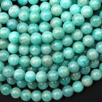 Large Hole Beads 2.5mm Drill Natural Peruvian Amazonite 8mm Round 8" Strand