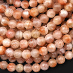 AAA Large Hole Beads 3mm Drill Natural Sunstone Round 9mm Gemstone 8" Strand