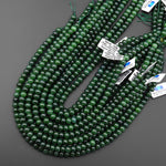 AAA Natural Russian Siberian Green Jade Smooth 8mm Thick Rondelle Beads 15.5" Strand