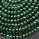 AAA Natural Russian Siberian Green Jade Smooth 8mm Thick Rondelle Beads 15.5" Strand