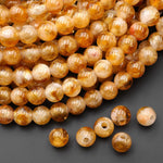 Large Hole Beads Natural Golden Citrine 8mm 10mm Smooth Round Beads Gemstone 8" Strand