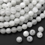Large Hole Beads 2mm 3mm Drill AAA Chatoyant Natural Silvery White Moonstone 6mm 8mm 10mm Round Beads 8" Strand