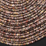 AAA Faceted Natural Leopard Skin Jasper 4mm Heishi Rondelle Beads Gemstone 15" Strand