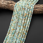 AAA Faceted Natural Amazonite Heishi Rondelle Beads 15.5" Strand