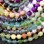 Twilight Meadow Jade Faceted 6mm Cube Beads Gemstone 15.5" Strand
