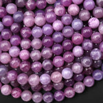 AAA Natural Lilac Mica Lepidolite 6mm 8mm 10mm Smooth Round Beads 15.5" Strand